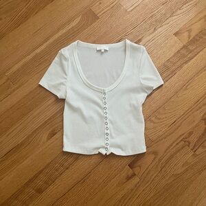Meshki white button up crop top basia